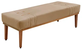 Recamier Decorativo 160cm Kors Suede Pés de Madeira Bege G63 - Gran Belo