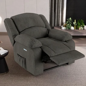 Poltrona do Papai Reclinável Sala de Cinema Madrid Elétrica Touch Massagem USB Linho Chumbo G23 - Gran Belo