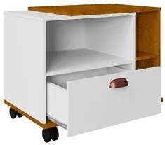 Gabinete de Banheiro com Rodízios Japão B02 Branco/Naturalle - Mpozena