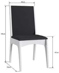 Conjunto  2 Cadeiras Em Mdf Estofada Envelopada Corano Branco/Preto
