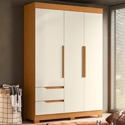 Guarda Roupa Solteiro 3 Portas 2 Gavetas 157cm Vivacce Cinamomo/Off Wh