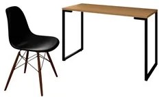 Mesa Escrivaninha Fit 120cm Natura e Cadeira Charles FT1 Preta - Mpoze