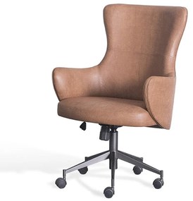 Cadeira Office Calina Estofada Detalhe Costura em Pesponto Base Alumínio com Rodízios Pintura Metalizada
