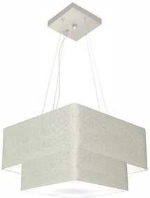 Lustre Pendente Duplo Quadrado Vivare Md-4157 Cúpula em Tecido 40x35cm Rustico Cinza - Bivolt