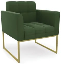 Poltrona Decorativa Base Industrial Dourado Ana Suede Verde - Ibiza