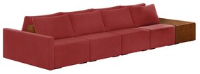 Sofá Ilha 4 Lugares Living 432cm Modulado para Sala Lary Veludo K01 - D'Rossi - Vermelho