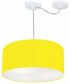 Lustre Pendente Cilíndrico Com Desvio De Centro Md-4147 Cúpula 50x25cm Amarelo - Bivolt