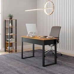 Mesa Escritório Estilo Industrial 1 Gaveta F24 Freijó/Preto Fosco - Pr