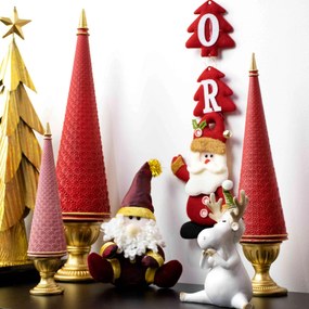 Árvore Decorativa de Natal em Resina Rosa e Dourado 34X8 cm - D'Rossi