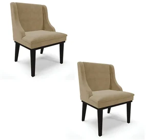 Kit 02 Cadeiras de Jantar Liz Suede Base Fixa Madeira Preto - D'Rossi - Marrom Rato