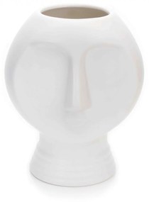 Vaso Decorativo Rosto em Cerâmica Branco 18x14 cm - D'Rossi