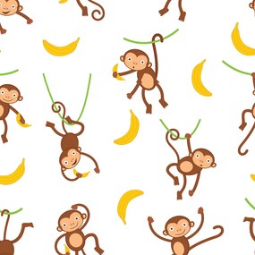 Papel de parede adesivo infantil animal macacos