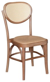 Cadeira Retrô - Mel Pinus - Palha Natural Sextavada e Palha Tramada Nogueira Clara