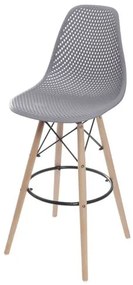 Banqueta Eames Furadinha cor Cinza com Base Madeira 1,13 MT (ALT) - 55976 Sun House