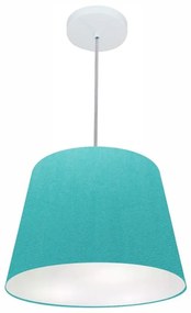 Lustre Pendente Cone Md-4155 Cúpula em Tecido 30/40x30cm Azul Turquesa - Bivolt