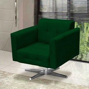 Poltrona Giratória Elisa Suede Base Estrela Cromado D'Rossi - Verde