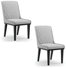 Cadeira Sala de Jantar Base Madeira Preto Kit 2 Sofia Suede D03 - D'Rossi - Cinza
