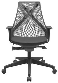 Cadeira Office Bix Tela Preta Assento Aero Preto Autocompensador Base Piramidal 95cm - 64016 Sun House