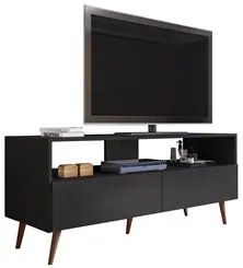 Rack para Sala Bancada de TV 55 Pol 136cm Pés Retrô Senna M24 Preto -