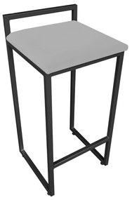 BANQUETA PIETRA SUEDE CINZA BASE PRETO D