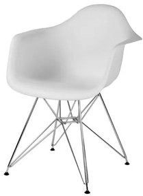 Cadeira Eames com Braco Base Cromada Branco Fosco - 16531 Sun House