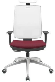 Cadeira Office Brizza Tela Branca Com Encosto Assento Poliester Vinho RelaxPlax Base Aluminio 126cm - 63605 Sun House