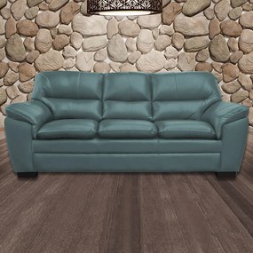 Sofá Decorativo Jason 3 Lugares 208cm Sala de Estar Pés em Eucalipto Couro Azul Majestic G40 - Gran Belo