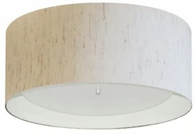 Plafon Cilíndrico Md-3161 Cúpula em Duplo Tecido 50x25cm Linho Bege / Branco - Bivolt