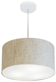 Lustre Pendente Cilíndrico Md-4019 Cúpula em Tecido 40x21cm Rustico Bege - Bivolt