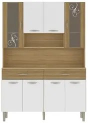 Armário de Cozinha Compacta 121cm Bruna Plus Freijó/Supremo Z06 - Mpoz