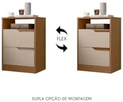 Mesa de Cabeceira 2 Gavetas Sole Flex Jatobá/Fendi - Albatroz