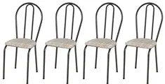 Kit 4 Cadeiras 004 Cromo Preto/Rattan - Artefamol