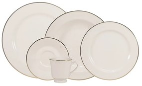 Aparelho De Jantar E Chá Porcelana Schmidt 30 Peças - Dec. Filetado Ouro Itamaraty 0010