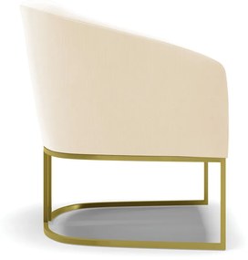 Kit 02 Poltronas Stella Suede Base Metálica Industrial Dourado - D'Rossi - Bege