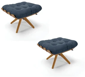 Puff Giratório Costela kit 2 Suede Base de Madeira MA30 M11 - D'Rossi - Azul Marinho