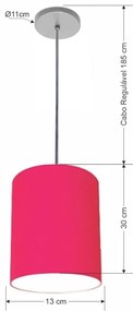 Luminária Pendente Vivare Free Lux Md-4102 Cúpula em Tecido - Pink - Canopla cinza e fio transparente