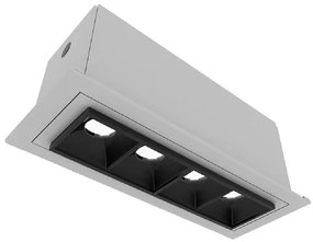 Plafon Led Embutir Retangular 4W Luz Amarela - BRANCO/PRETO