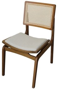 Cadeira Vênus Tela Sextavada Natural Assento Linho Cru com Estrutura Amêndoa - 69564 Sun House