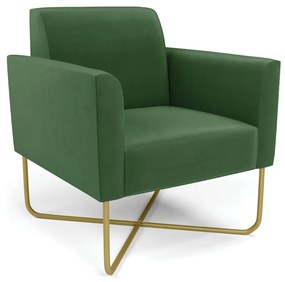 Poltrona Marisa Suede Base X Industrial Dourado D03 - D'Rossi - Verde