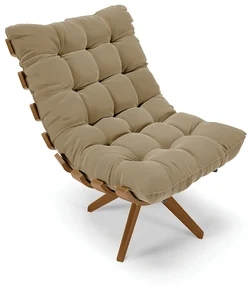 Poltrona Giratória Costela Suede Base de Madeira MA30 M11 - D'Rossi - Marrom Rato