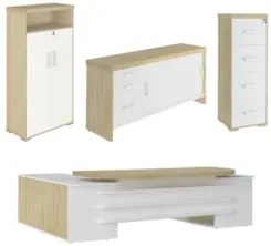 Conjunto Escritório Home Office 4 Peças Corp A06 Carvalho/Branco - Mpo