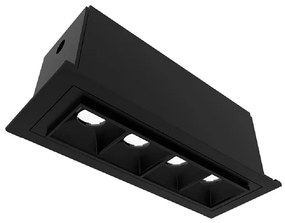 Plafon Led Embutir Retangular 4W Luz Amarela - PRETO