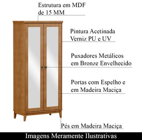 Armário Organizador Decorativo Every Madeira 2 Portas Com Espelho Freijó G74 - Gran Belo