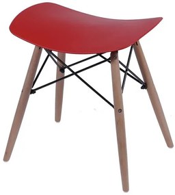 Banqueta Eames Baixo Vermelho Base Madeira - 33763 Sun House