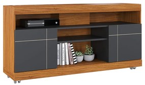 Rack para Sala Bancada de TV 47 Pol 136cm Ariele C04 - D'Rossi - Noce Milano e Preto Fosco