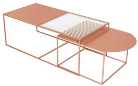 Mesa de Centro Oslo Aço Terracota com Vidro Canelado - 74731 Sun House