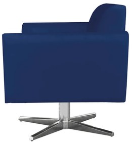 Kit 02 Poltronas Giratória Marisa Suede Azul Marinho Base Cromada D'Rossi