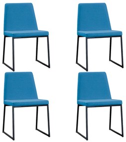 Kit 4 Cadeiras de Jantar Decorativa Base Aço Preto Javé Linho Azul Jeans  G17 - Gran Belo