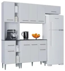 Cozinha Compacta Com Balcão Nicole 202cm P11 Branco - Mpozenato