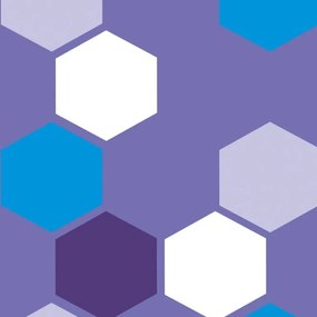 Papel de parede hexágono roxo azul e branco